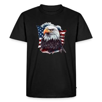 Pygargue à tête blanche américain avec drapeau des États-Unis - T-shirt Premium bio Homme - noir - Devant - Nico (187cm)