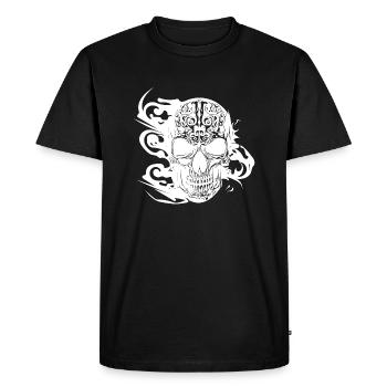 Crâne de tatouage souriant brûlant - T-shirt Premium bio Homme - noir - Devant - Nico (187cm)