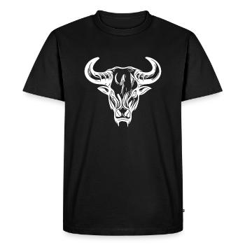 Taureau sauvage avec d’énormes cornes - T-shirt Premium bio Homme - noir - Devant - Nico (187cm)