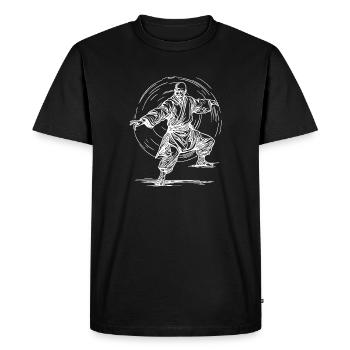 Tattoo Style Karate Martial Arts Master Pose - Men's Premium Organic T-Shirt - black - Front - Nico (187cm)