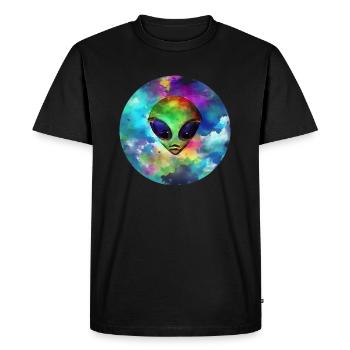 Tête d'Alien devant sa Planète - T-shirt Premium bio Homme - noir - Devant - Nico (187cm)