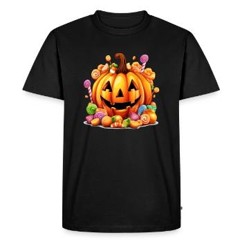 Funny Halloween Cute Pumpkin Sugar Spell - Men's Premium Organic T-Shirt - black - Front - Nico (187cm)