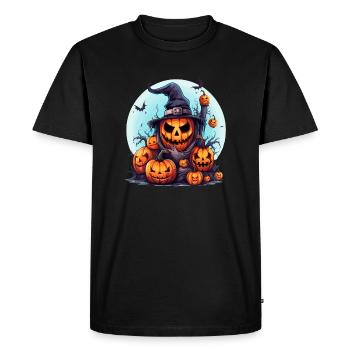 Chauve-souris familiale effrayante à la citrouille d’Halloween - T-shirt Premium bio Homme - noir - Devant - Nico (187cm)