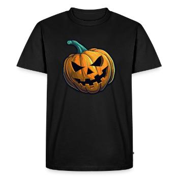 Spooky Halloween pumpkin with spooky look - Men's Premium Organic T-Shirt - black - Front - Nico (187cm)