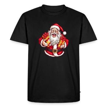 Rire joyeux Père Noël avec des cadeaux - T-shirt Premium bio Homme - noir - Devant - Nico (187cm)