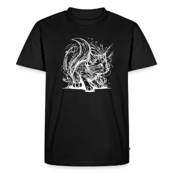 Cute Little Space Cat in Splash Style - Men's Premium Organic T-Shirt - black - Front - Nico (187cm)