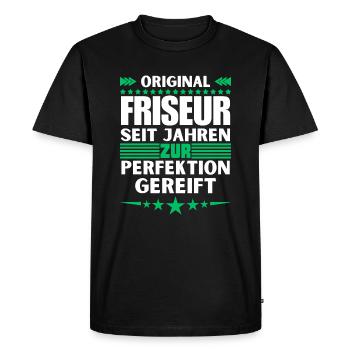 Coiffeur mûri à la perfection - T-shirt Premium bio Homme - noir - Devant - Nico (187cm)