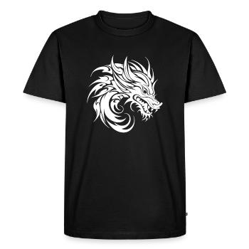 Tête de dragon de style tatouage sifflant dangereux - T-shirt Premium bio Homme - noir - Devant - Nico (187cm)