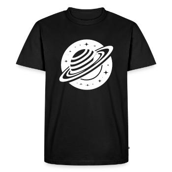 Planète spatiale Saturne avec système d’anneaux et étoiles - T-shirt Premium bio Homme - noir - Devant - Nico (187cm)