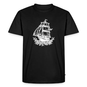 Voilier de sport élégant avec des voiles et des fleurs - T-shirt Premium bio Homme - noir - Devant - Nico (187cm)