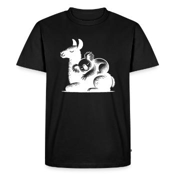 Koala endormi sur un lama endormi - T-shirt Premium bio Homme - noir - Devant - Nico (187cm)