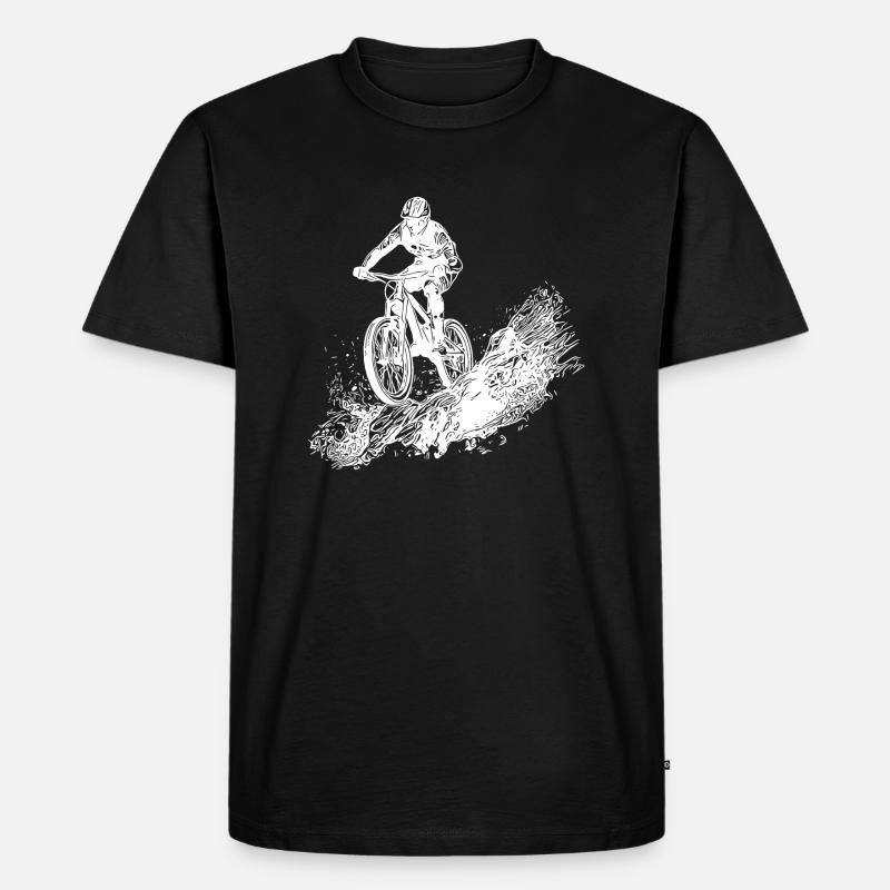 Radfahrer Schlamm Berg Abfahrt - Männer Premium Bio T-Shirt - Schwarz