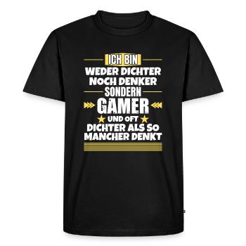 Ni poètes, ni penseurs, mais joueurs - T-shirt Premium bio Homme - noir - Devant - Nico (187cm)