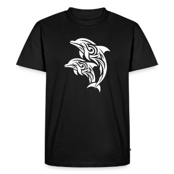 Grand dauphin Tribal Tattoo Dauphins sauteurs - T-shirt Premium bio Homme - noir - Devant - Nico (187cm)