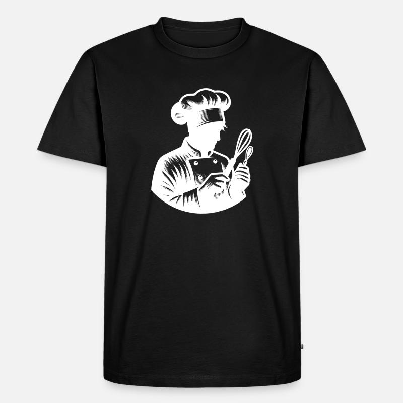 Bäcker Silhouette Portrait - Männer Premium Bio T-Shirt - Schwarz