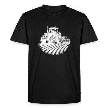 Tracteur, Champ, Tracteur, Machines agricoles, Travail sur le terrain - T-shirt Premium bio Homme - noir - Devant - Nico (187cm)
