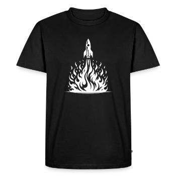 Fusée décollant dans le feu, les flammes, la mer - T-shirt Premium bio Homme - noir - Devant - Nico (187cm)