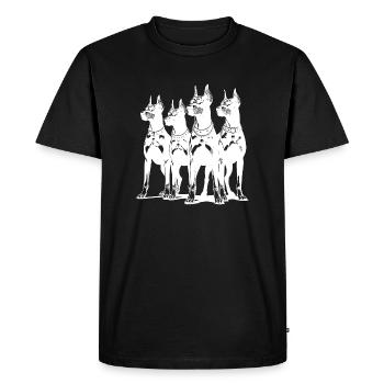 Quatre chiens Dobermans intelligents et vigilants - T-shirt Premium bio Homme - noir - Devant - Nico (187cm)