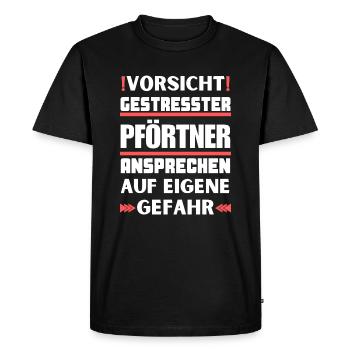 Don't talk to a stressed doorman! - Men's Premium Organic T-Shirt - black - Front - Nico (187cm)