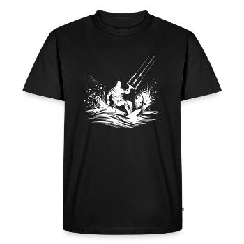 Planche à voile dans le ciel - Kite Wave Rider Surfing - T-shirt Premium bio Homme - noir - Devant - Nico (187cm)