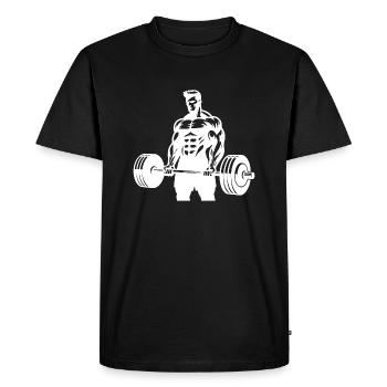Strength Training for Men - Feel Iron and Strength - Men's Premium Organic T-Shirt - black - Front - Nico (187cm)