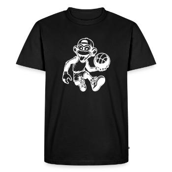 Entraîneur de singe de basket-ball avec ballon et casquette - T-shirt Premium bio Homme - noir - Devant - Nico (187cm)
