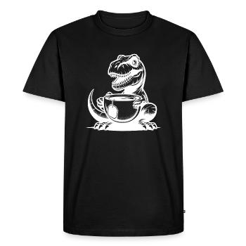 Drôle avec des dinosaures, bébé Tea-Rex avec mug - T-shirt Premium bio Homme - noir - Devant - Nico (187cm)