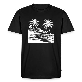 Côte de l’île Palmiers Plage et mer - T-shirt Premium bio Homme - noir - Devant - Nico (187cm)