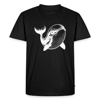 Smiling children blue whale with big eyes - Men's Premium Organic T-Shirt - black - Front - Nico (187cm)
