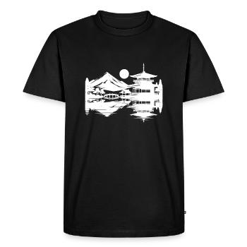Paysage asiatique Temple japonais silencieux - T-shirt Premium bio Homme - noir - Devant - Nico (187cm)