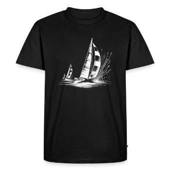 Voiliers de régate dans le vent et les vagues - T-shirt Premium bio Homme - noir - Devant - Nico (187cm)