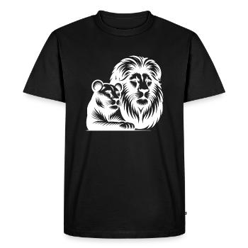 Portrait de style tête de lion et de lionne - T-shirt Premium bio Homme - noir - Devant - Nico (187cm)