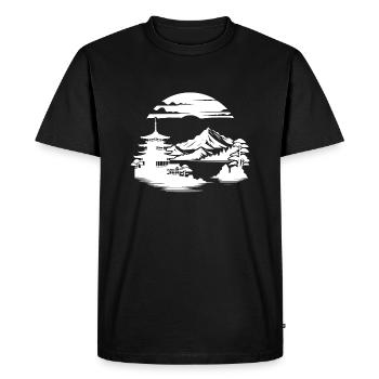 Paysage asiatique Méditation Japon Design - T-shirt Premium bio Homme - noir - Devant - Nico (187cm)