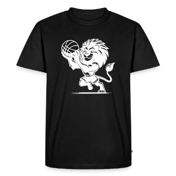 Lion orageux avec ballon de basket - T-shirt Premium bio Homme - noir - Devant - Nico (187cm)