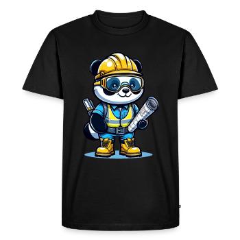 Cute Panda Construction Worker - Men's Premium Organic T-Shirt - black - Front - Nico (187cm)