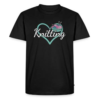Knitter Heart Knitting - Men's Premium Organic T-Shirt - black - Front - Nico (187cm)