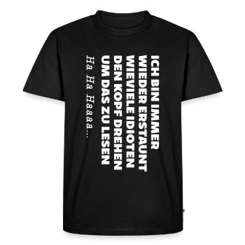 Tourner la tête de lecture fou drôle disant gag - T-shirt Premium bio Homme - noir - Devant - Nico (187cm)