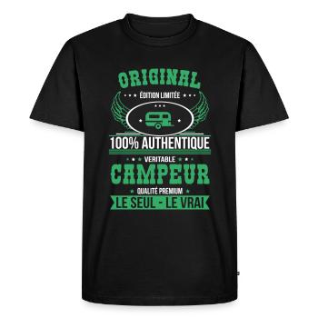 Authentique et véritable campeur - Original - T-shirt Premium bio Homme - noir - Devant - Nico (187cm)