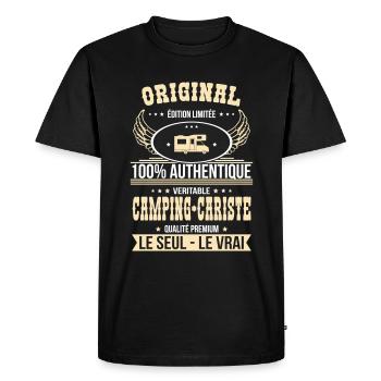 Authentique et véritable camping-cariste Original - T-shirt Premium bio Homme - noir - Devant - Nico (187cm)