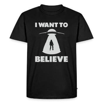 I want to believe - Cool Alien Fan Gift Idea - Men's Premium Organic T-Shirt - black - Front - Nico (187cm)