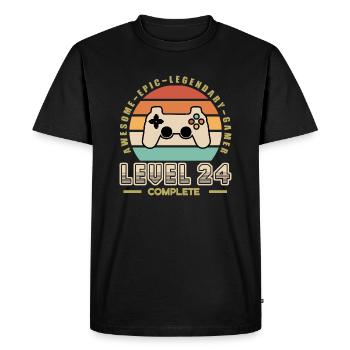 Level 24 ans - T-shirt Premium bio Homme - noir - Devant - Nico (187cm)