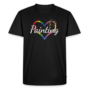 Peinture de coeur de peintre - T-shirt Premium bio Homme - noir - Devant - Nico (187cm)