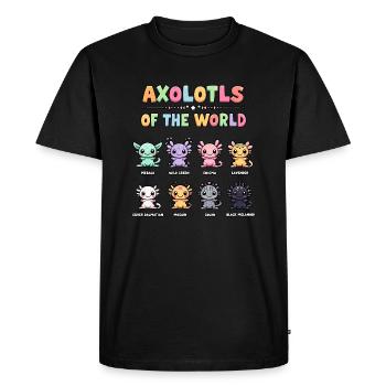 Axolotls du monde Kawaii Types d’axolotls - T-shirt Premium bio Homme - noir - Devant - Nico (187cm)