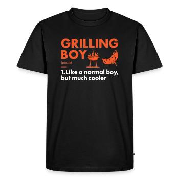 Griller Boy Definition Grilling - Men's Premium Organic T-Shirt - black - Front - Nico (187cm)