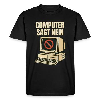 Computer says no - Retro Design - Men's Premium Organic T-Shirt - black - Front - Nico (187cm)