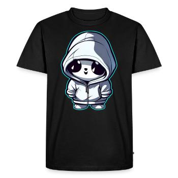 Cute ghost with hoodie - Men's Premium Organic T-Shirt - black - Front - Nico (187cm)