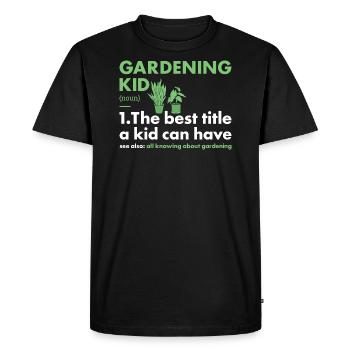 Jardinier Kid Définition Jardinage - T-shirt Premium bio Homme - noir - Devant - Nico (187cm)