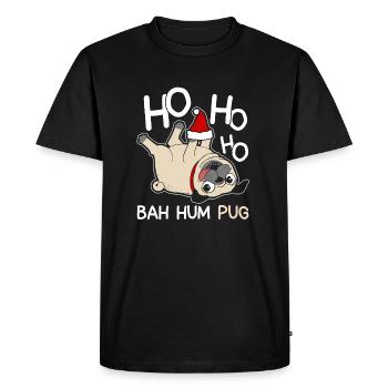 Funny Pug Christmas T shirt - Men's Premium Organic T-Shirt - black - Front - Nico (187cm)