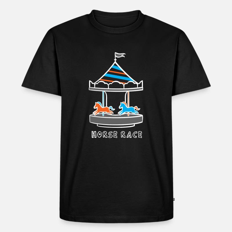 Pferde Karussell - Männer Premium Bio T-Shirt - Schwarz