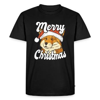 Merry Christmas Christmas Fox - Men's Premium Organic T-Shirt - black - Front - Nico (187cm)